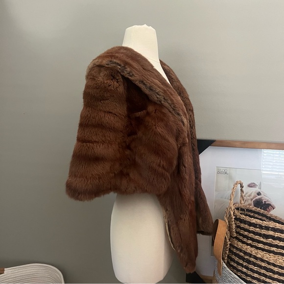 Vintage Real Fur Shawl Coat Jacket - Picture 2 of 5